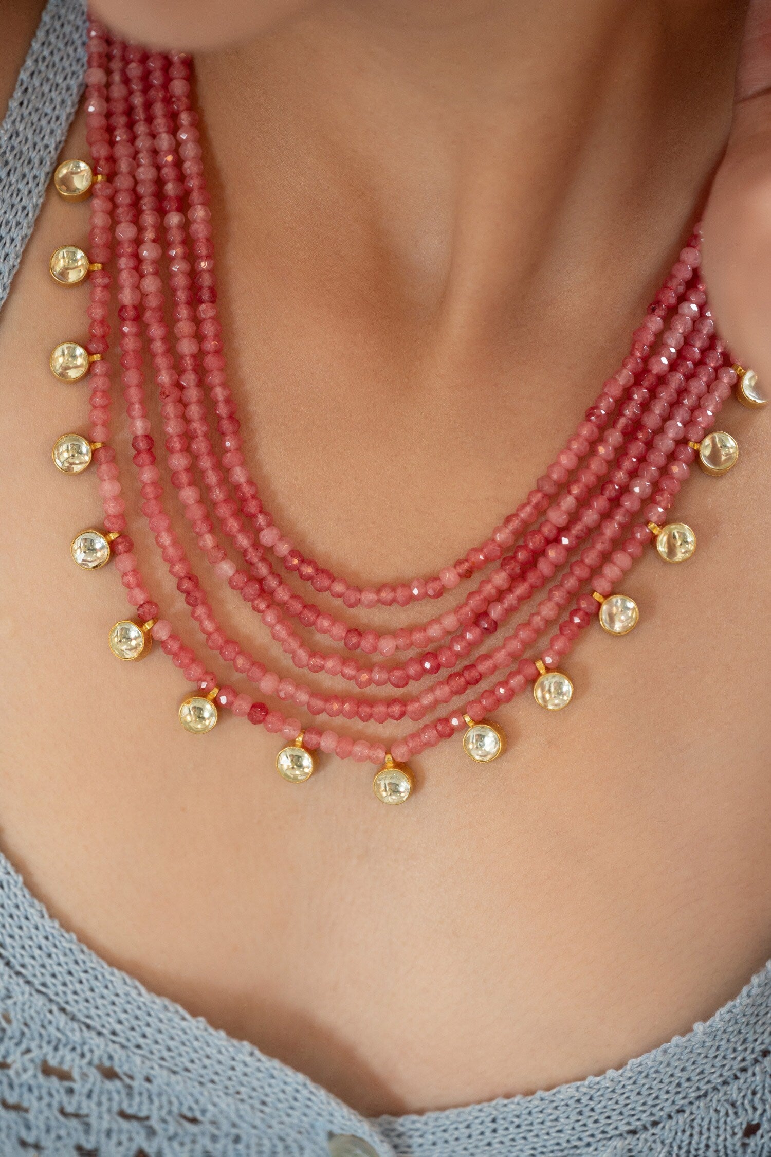 Onyx Bead Multi-Strand Necklace 