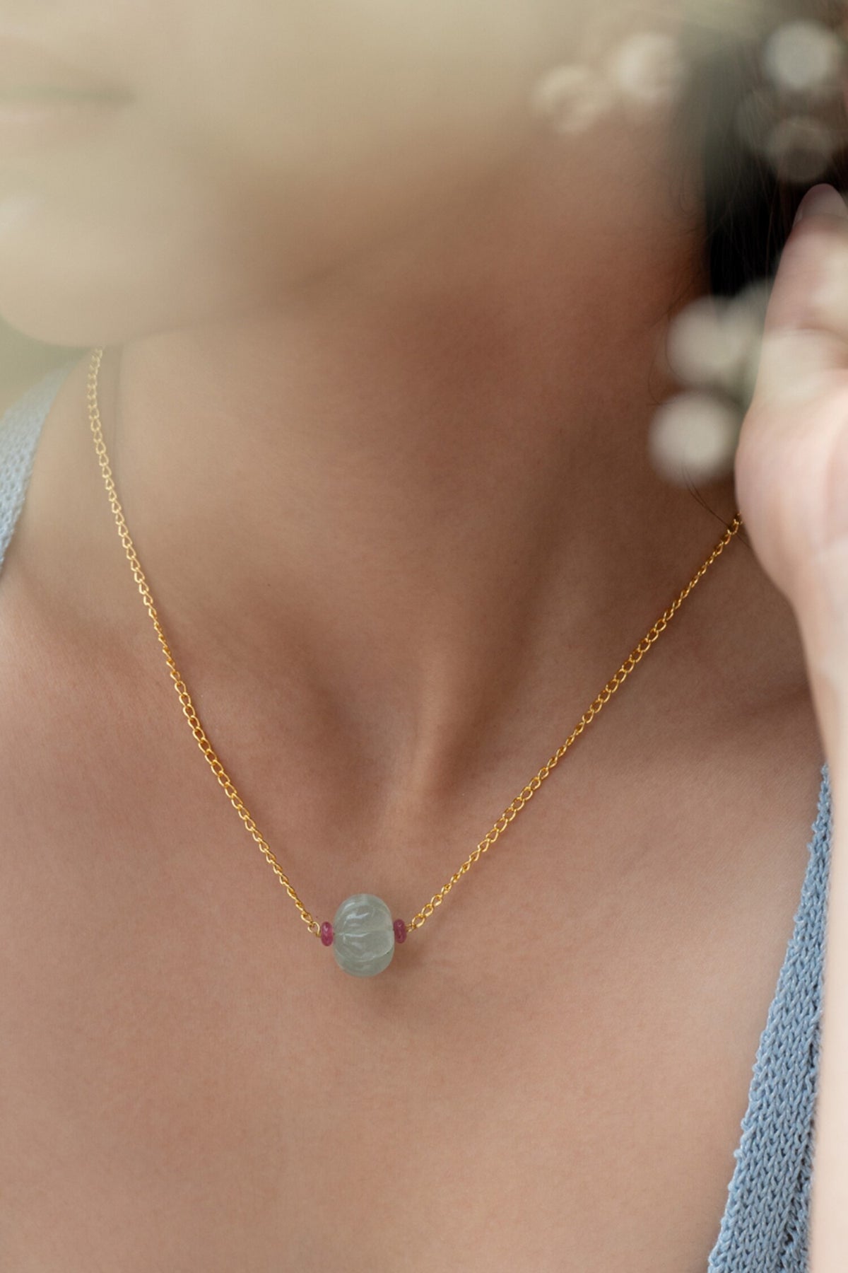 Fluorite Chain Pendant Necklace 