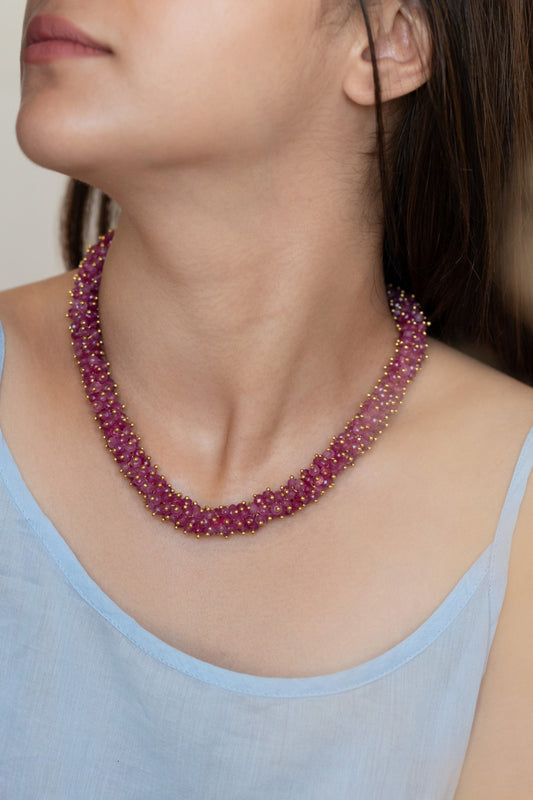 Onyx Bead Tassel Necklace 