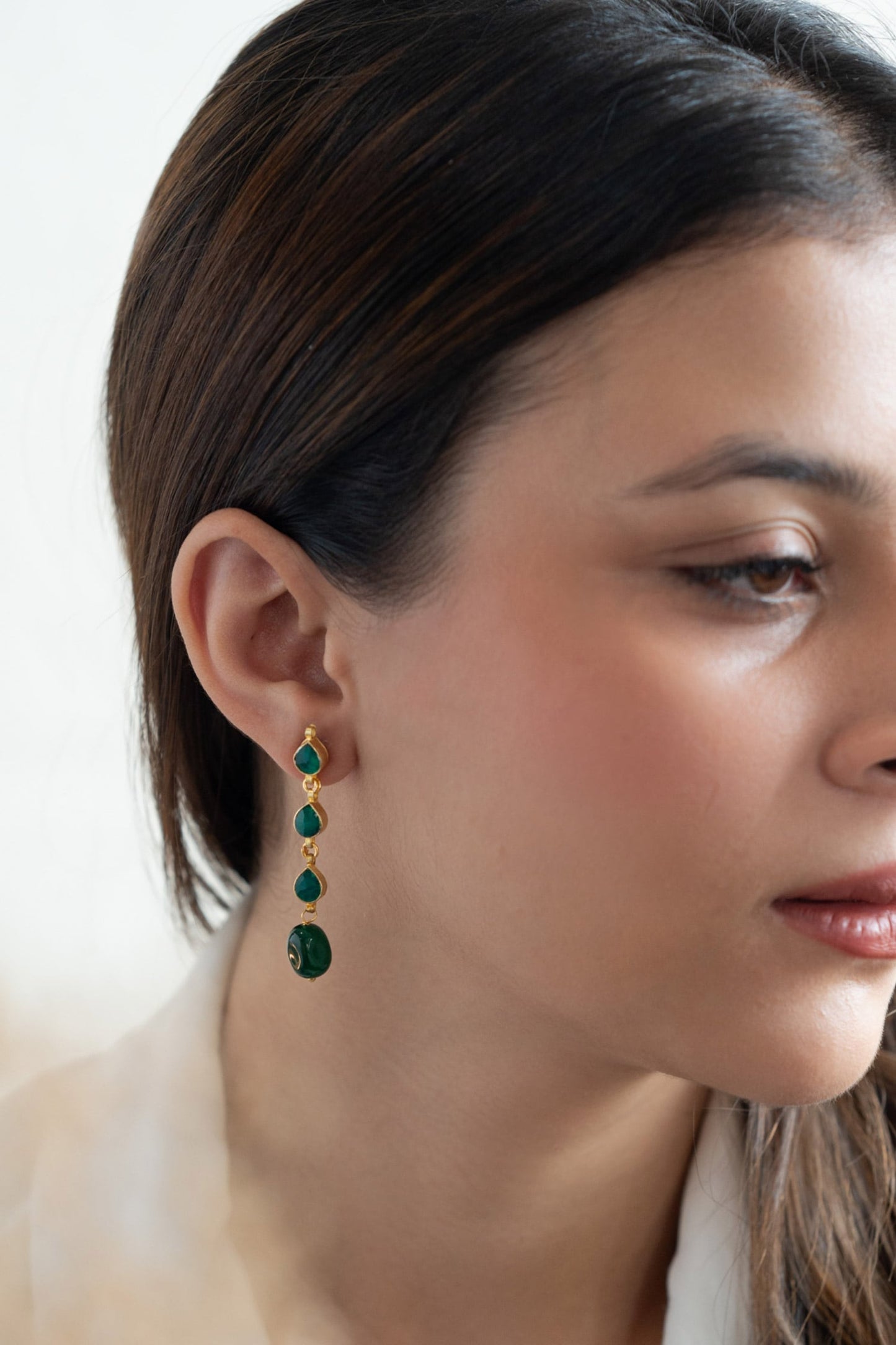 Jade Kundan Embellished Dangler Earrings 