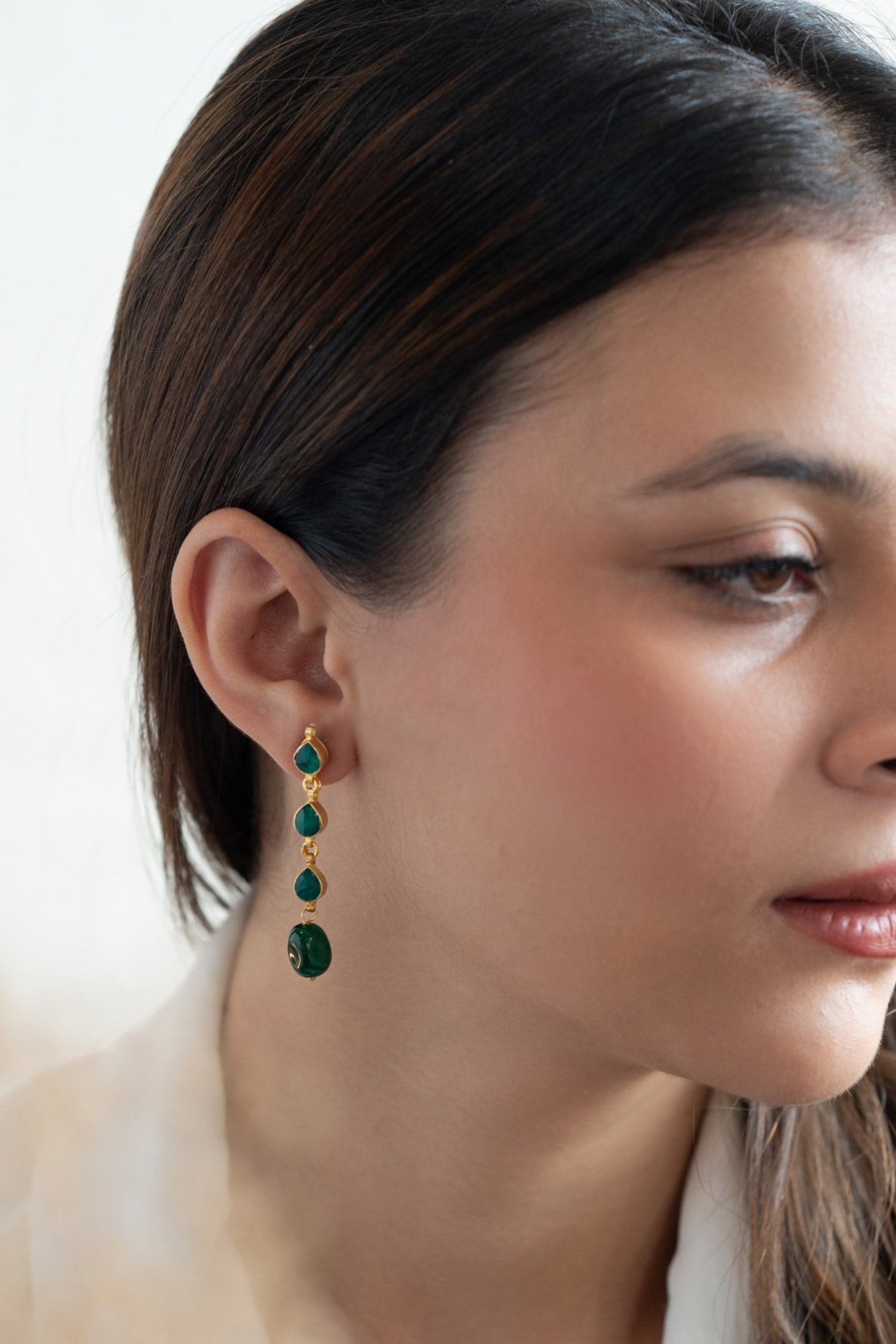 Jade Kundan Embellished Dangler Earrings 