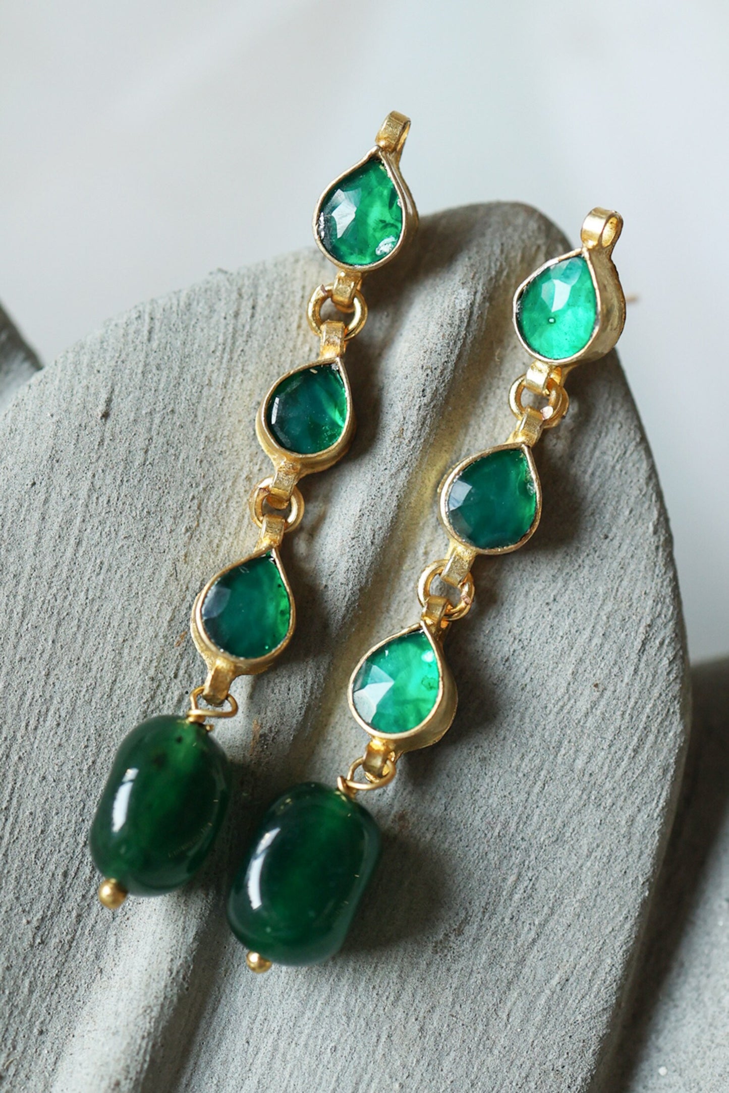 Jade Kundan Embellished Dangler Earrings 