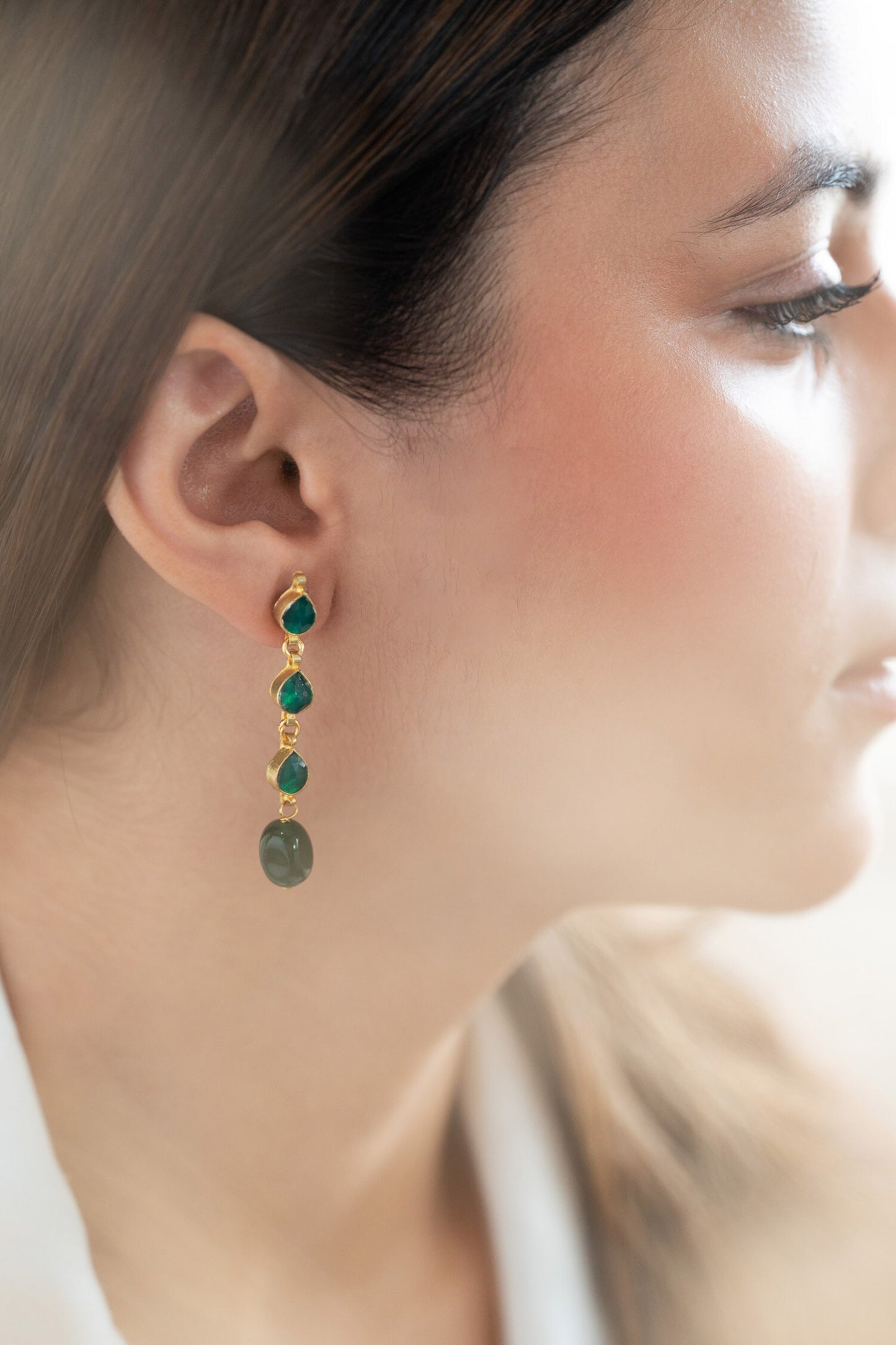Jade Kundan Embellished Dangler Earrings 