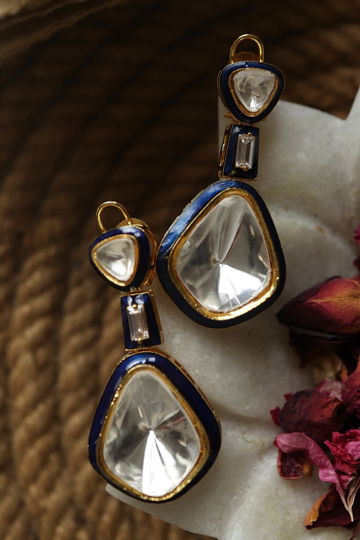 Polki Embellished Drop Earrings 