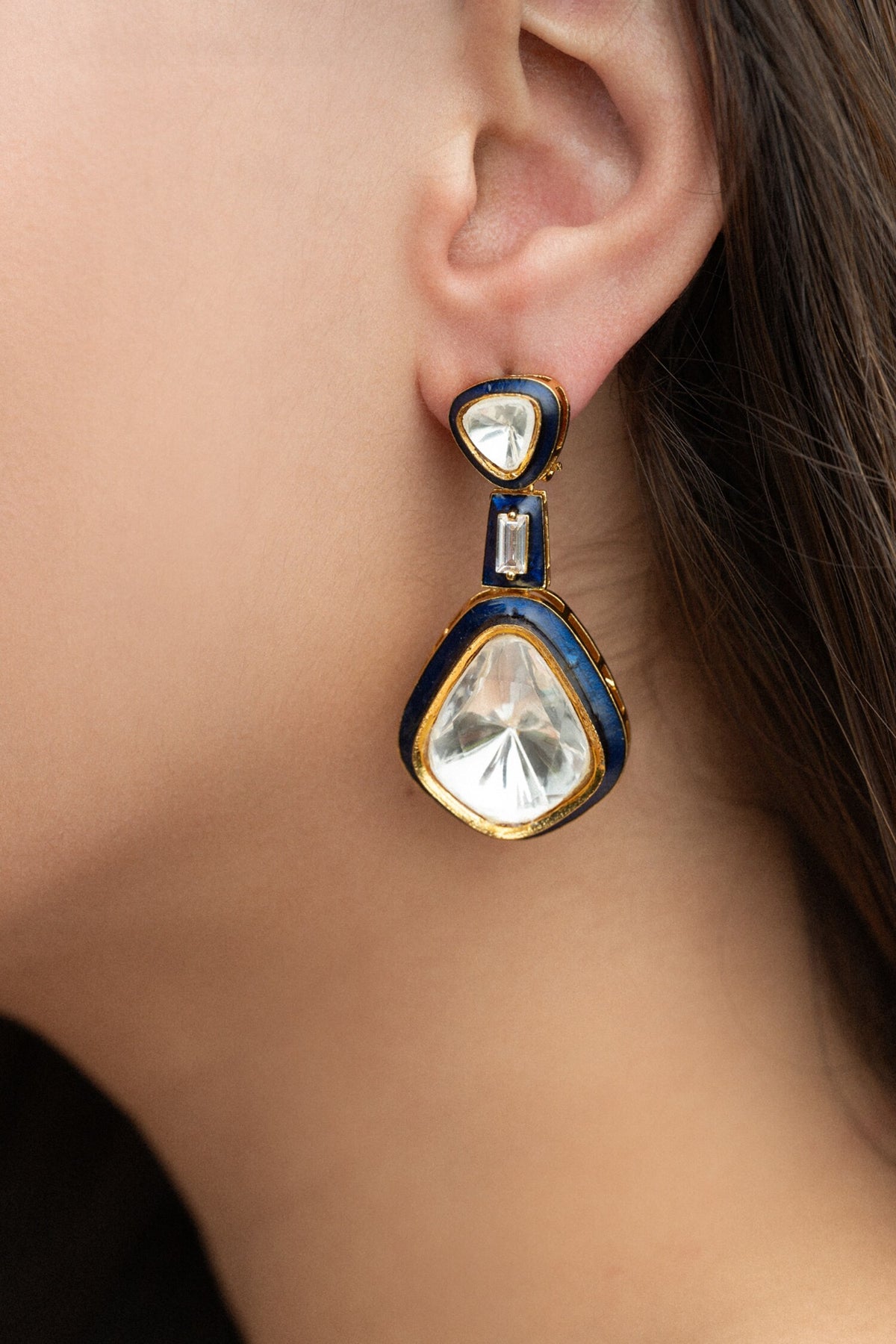 Polki Embellished Drop Earrings 