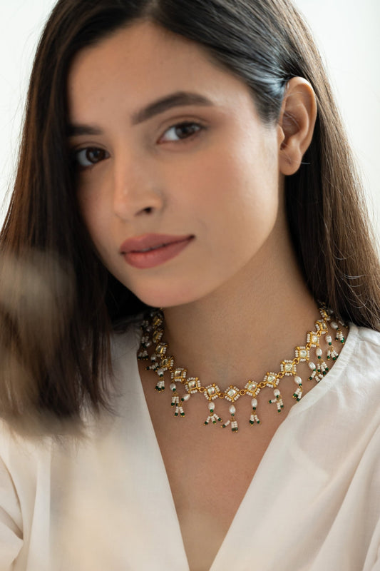 Kundan & Pearl Embellished Necklace 