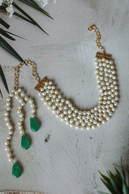 Pearl Embellished Multistrand Choker Necklace 
