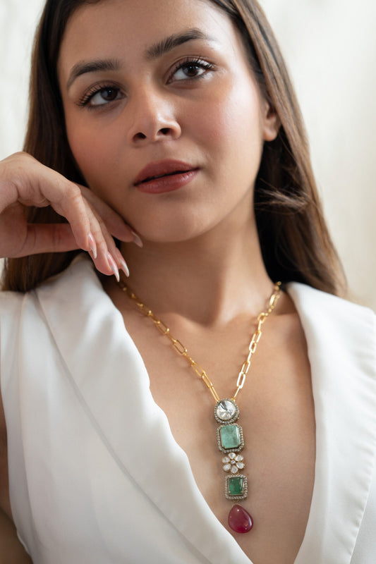 Polki & Natural Stone Embellished Necklace 