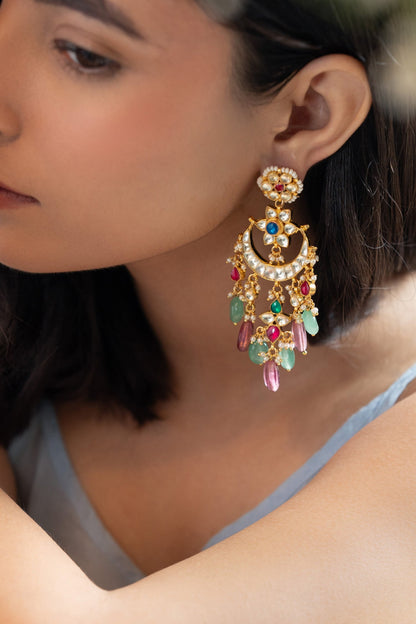 Floral Kundan Embellished Earrings 