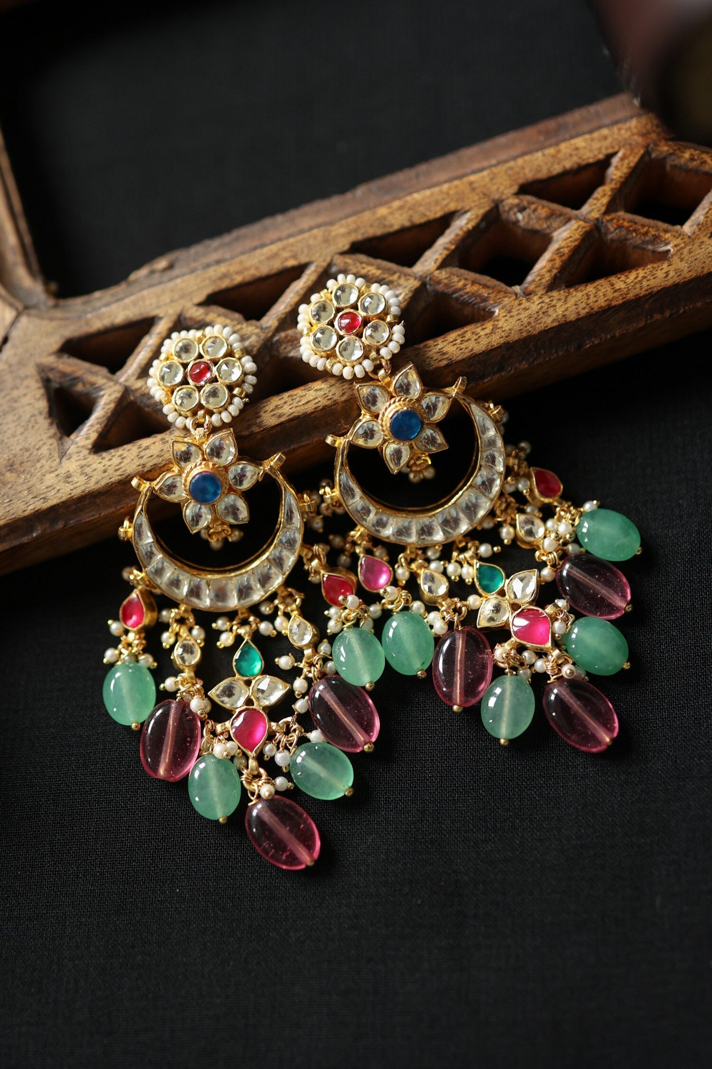 Floral Kundan Embellished Earrings 