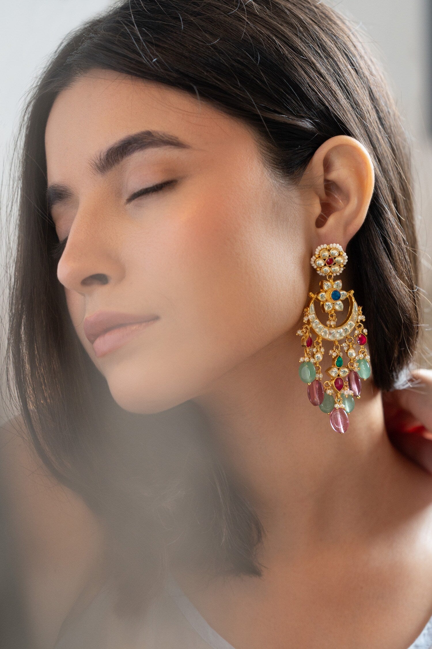 Floral Kundan Embellished Earrings 