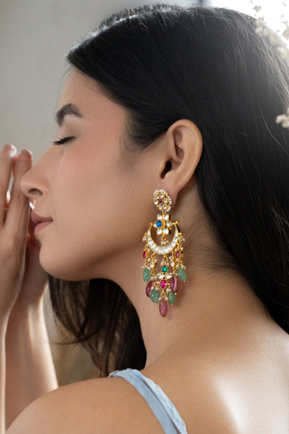 Floral Kundan Embellished Earrings 