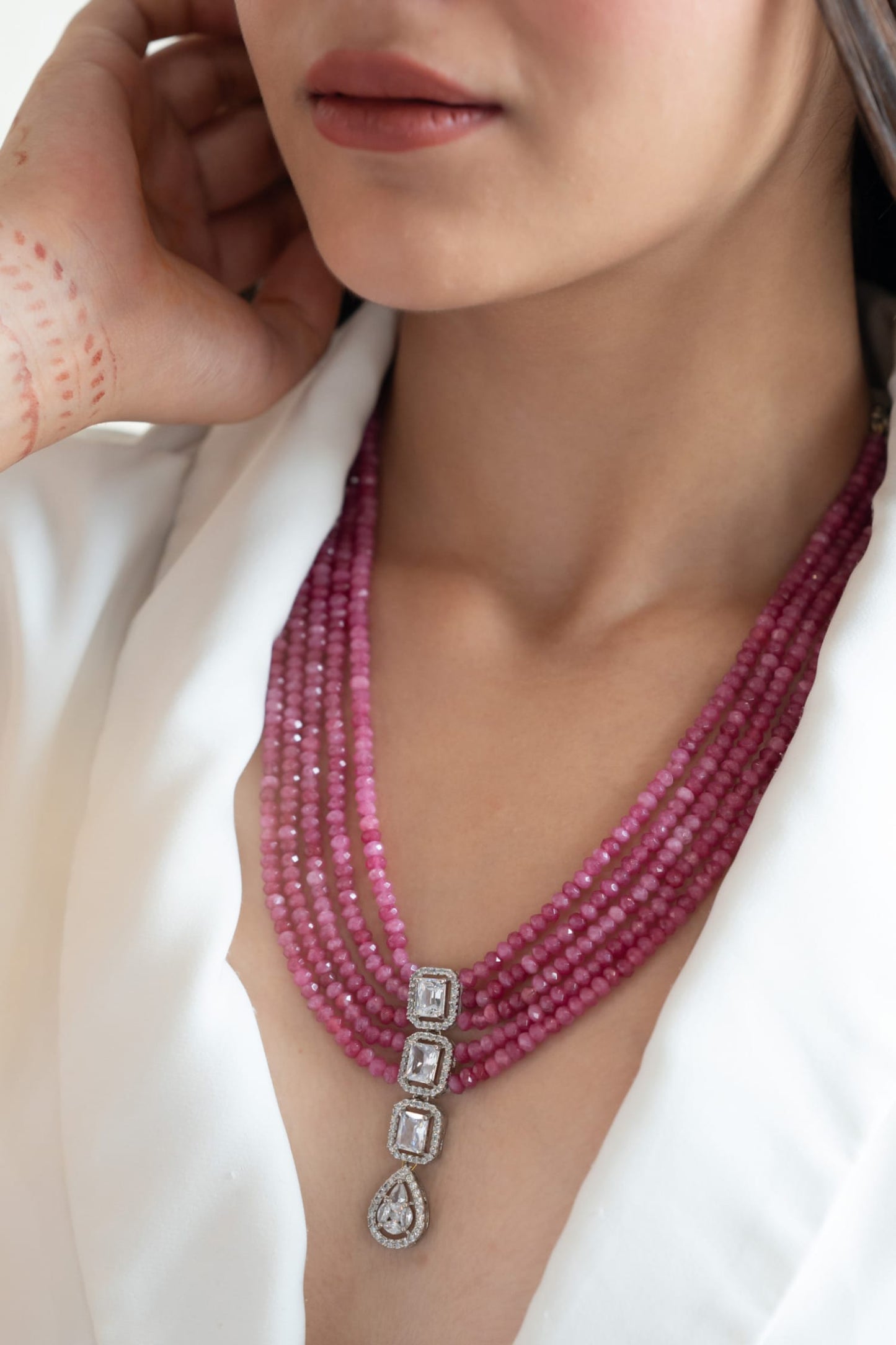 Zirconia Embellished Layered Necklace 