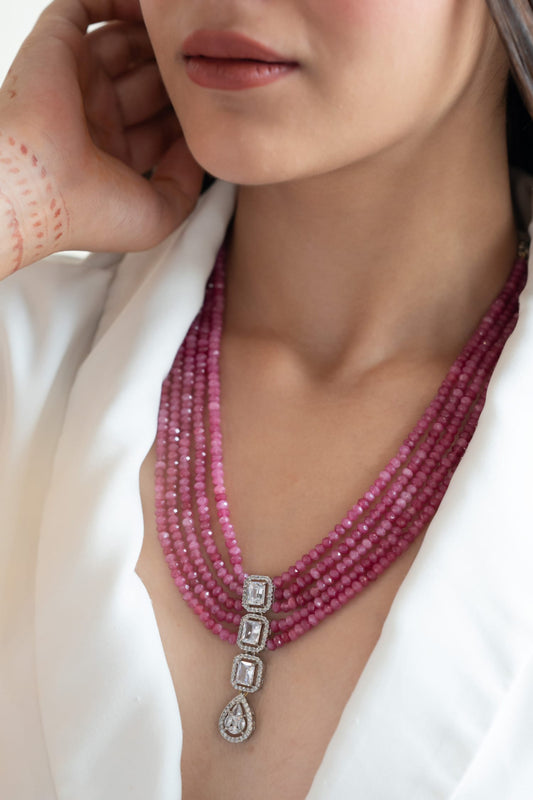 Zirconia Embellished Layered Necklace 