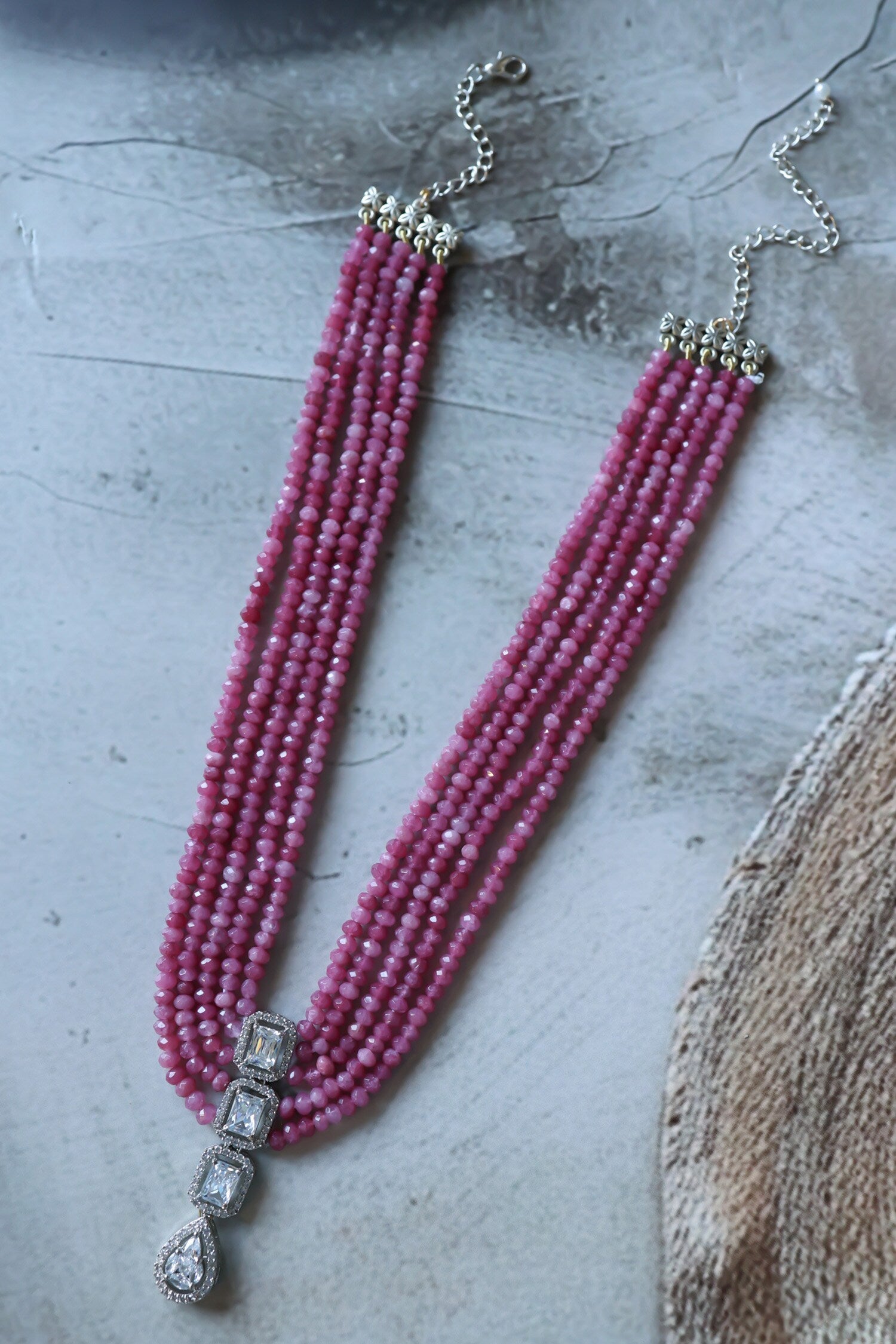 Zirconia Embellished Layered Necklace 