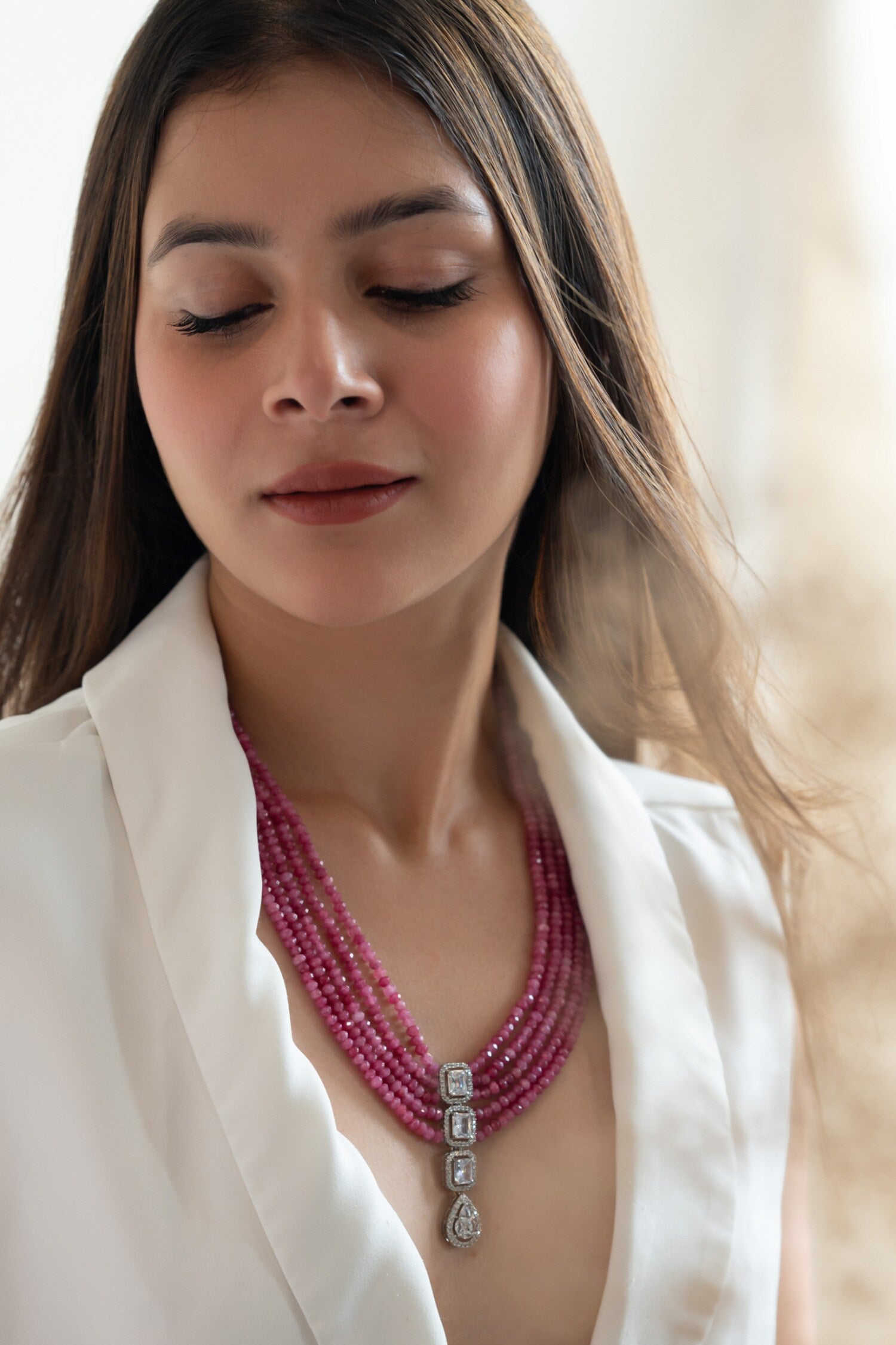 Zirconia Embellished Layered Necklace 
