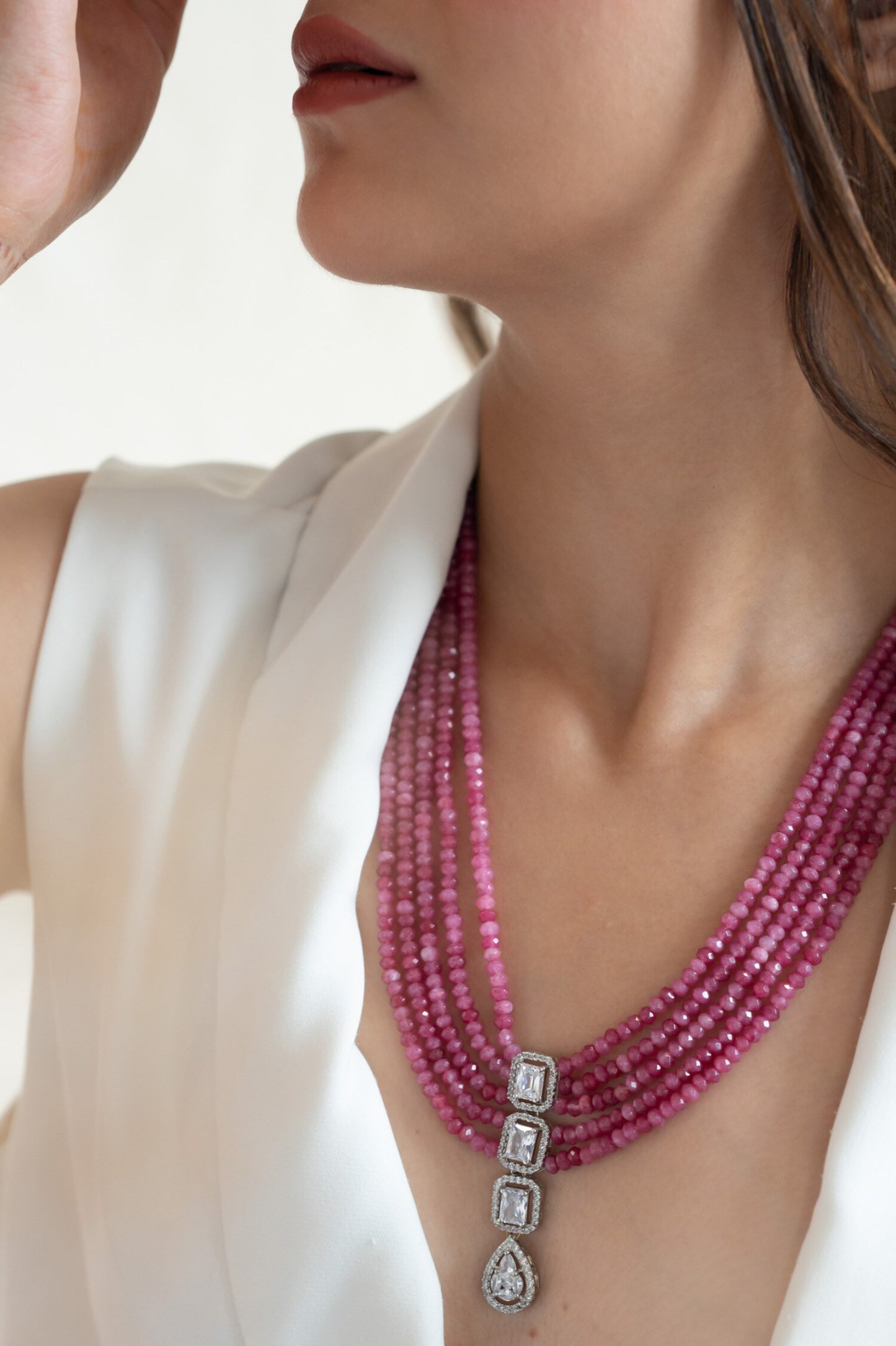Zirconia Embellished Layered Necklace 