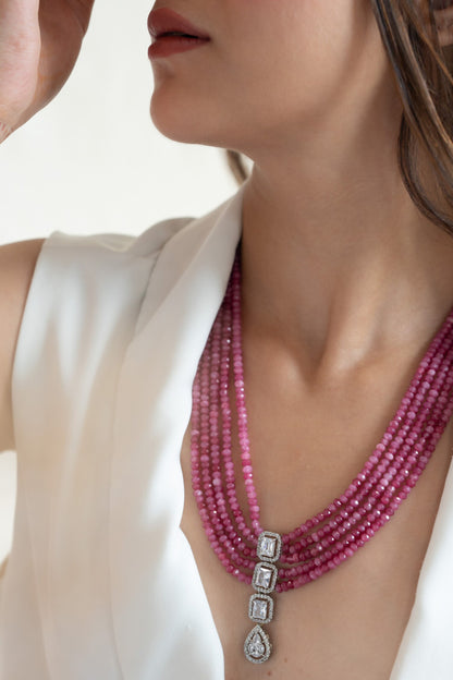 Zirconia Embellished Layered Necklace 