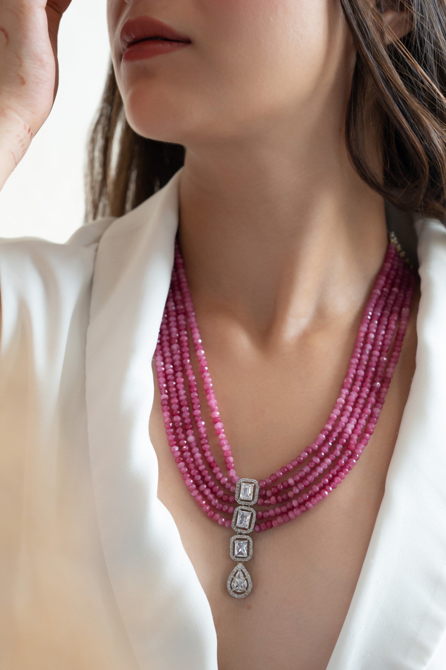 Zirconia Embellished Layered Necklace 