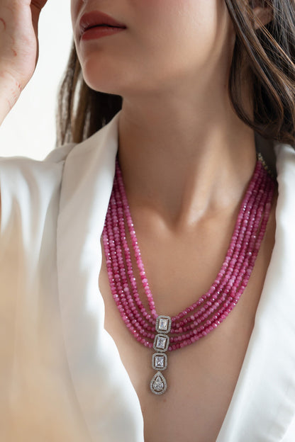 Zirconia Embellished Layered Necklace 
