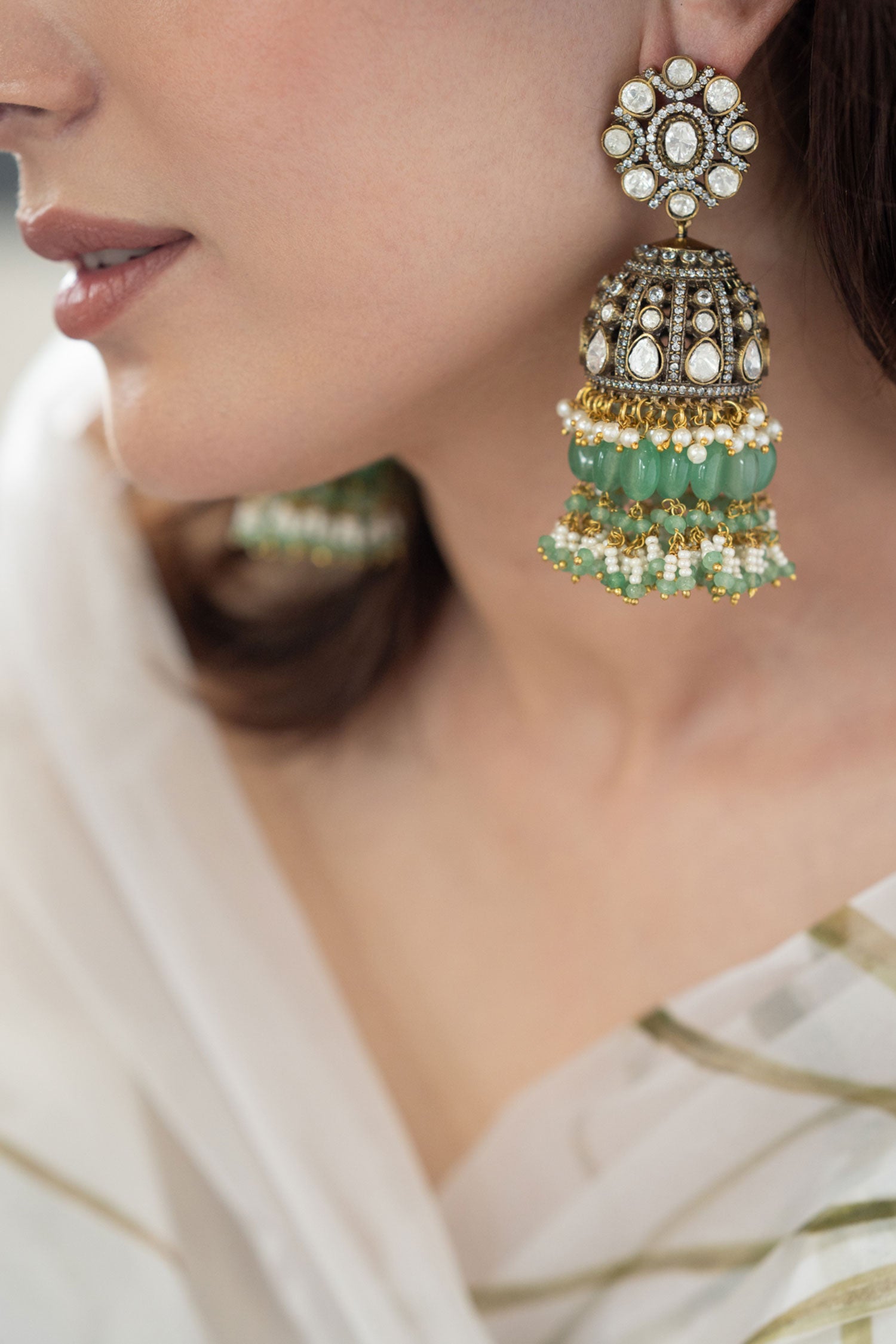 Polki Embellished Jhumkas 