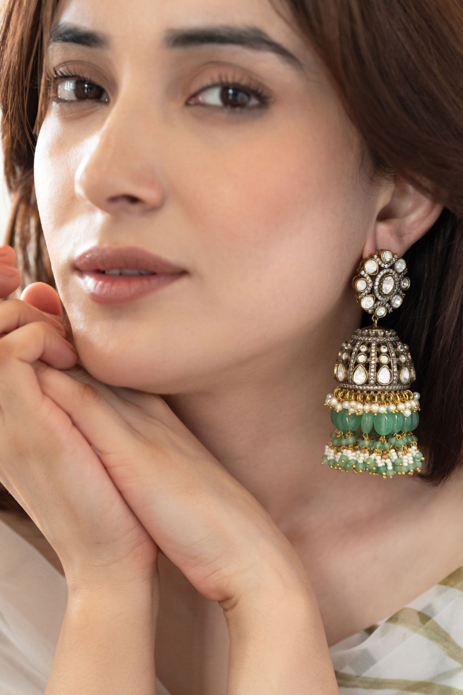 Polki Embellished Jhumkas 