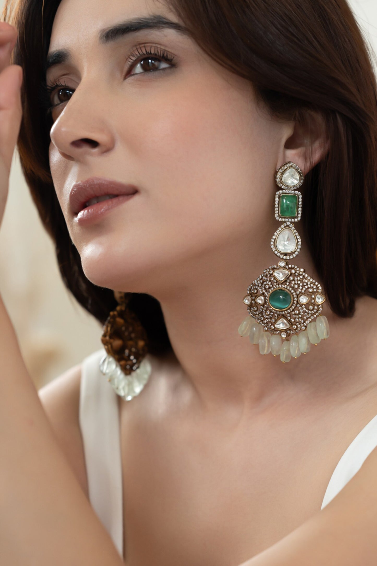 Victorian Polki Embellished Earrings 