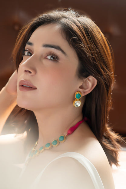 Stone Studded Pendant Necklace Set 