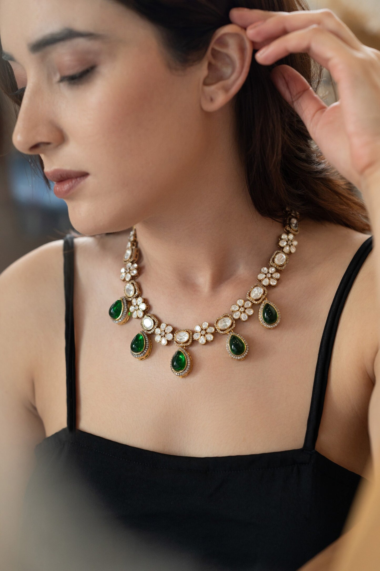 Polki Studded Necklace Set 