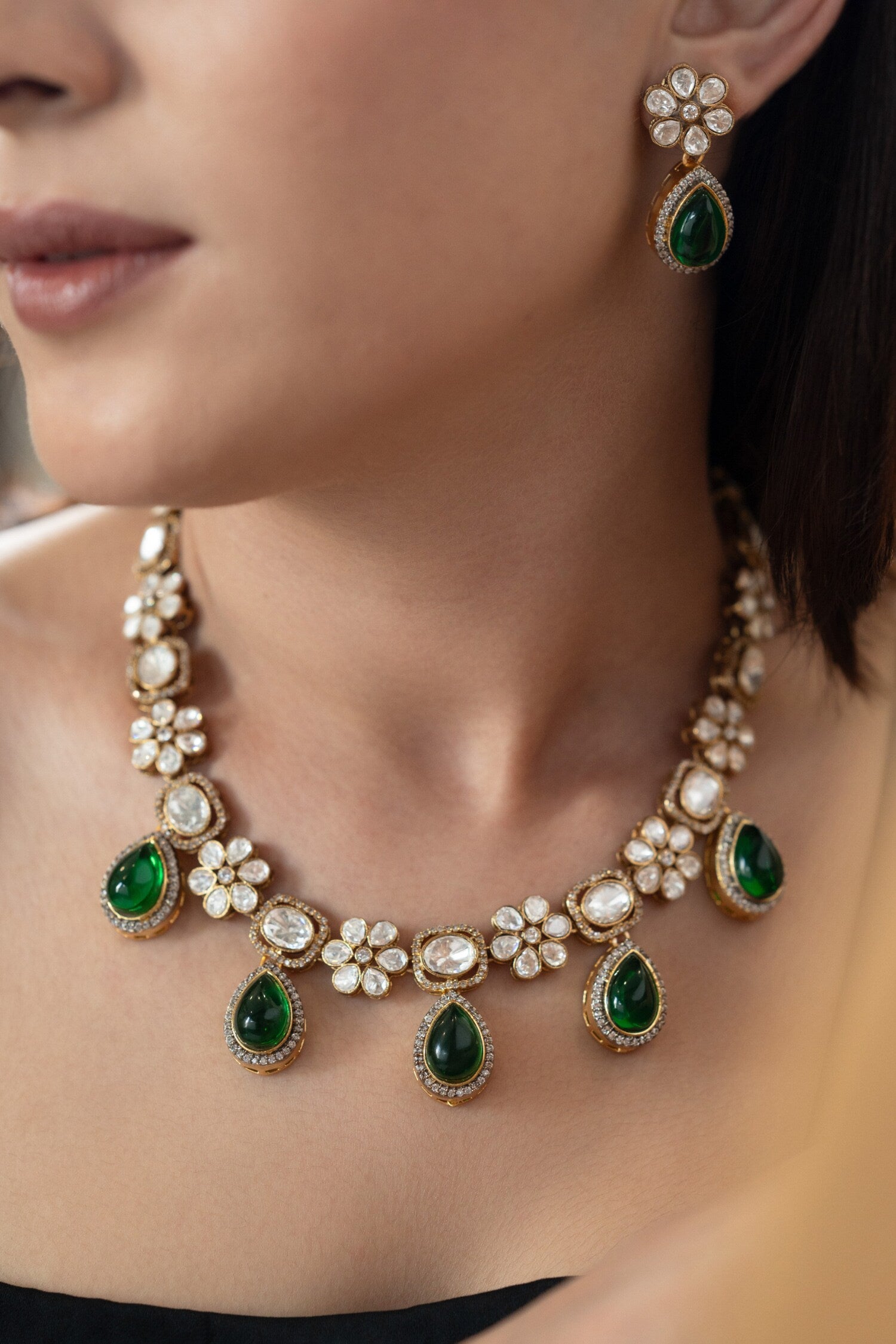 Polki Studded Necklace Set 