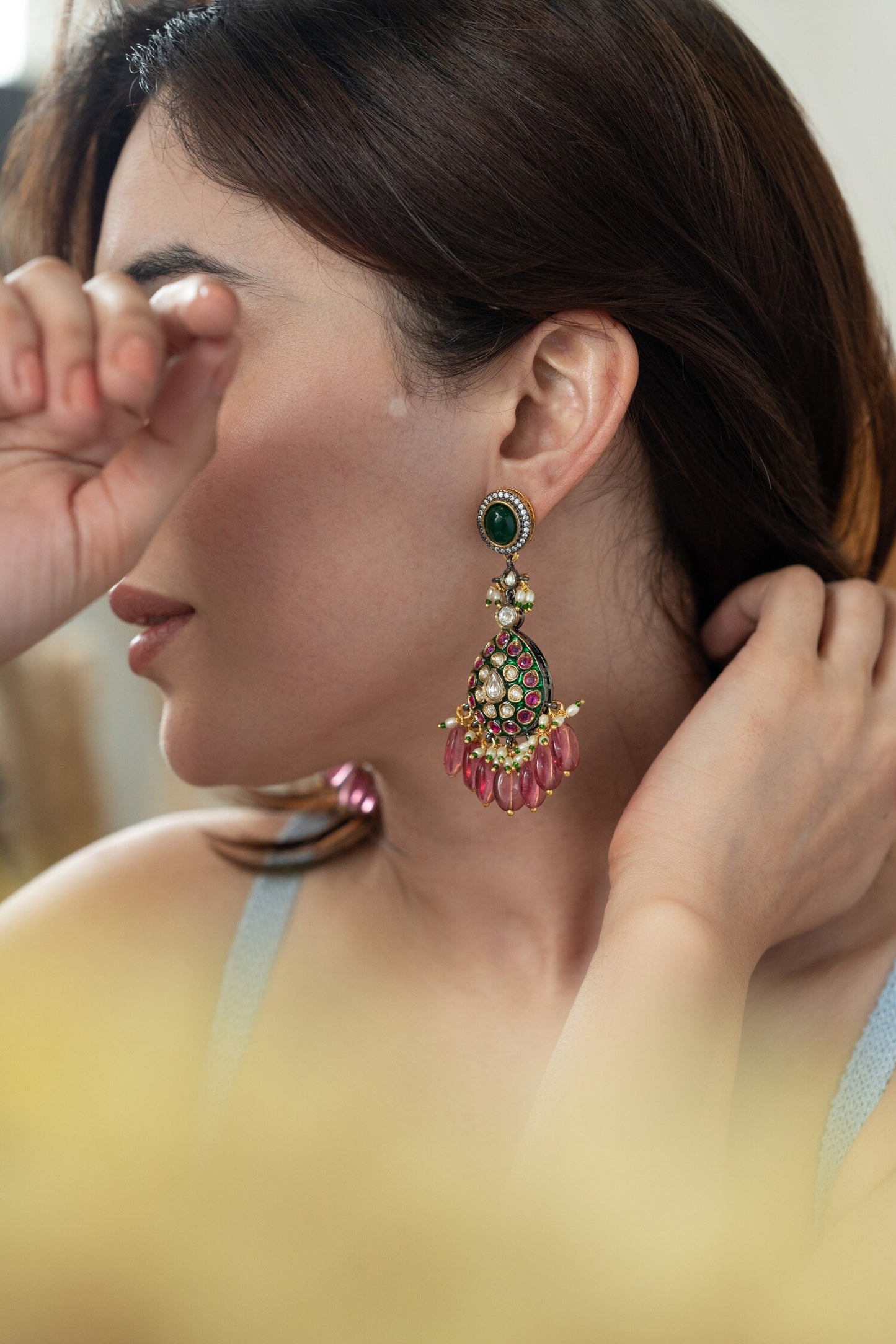 Victorian Polki Studded Earrings 