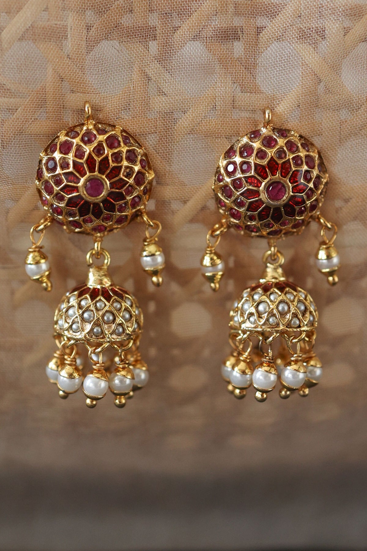 Floral Embellished Jhumkas 