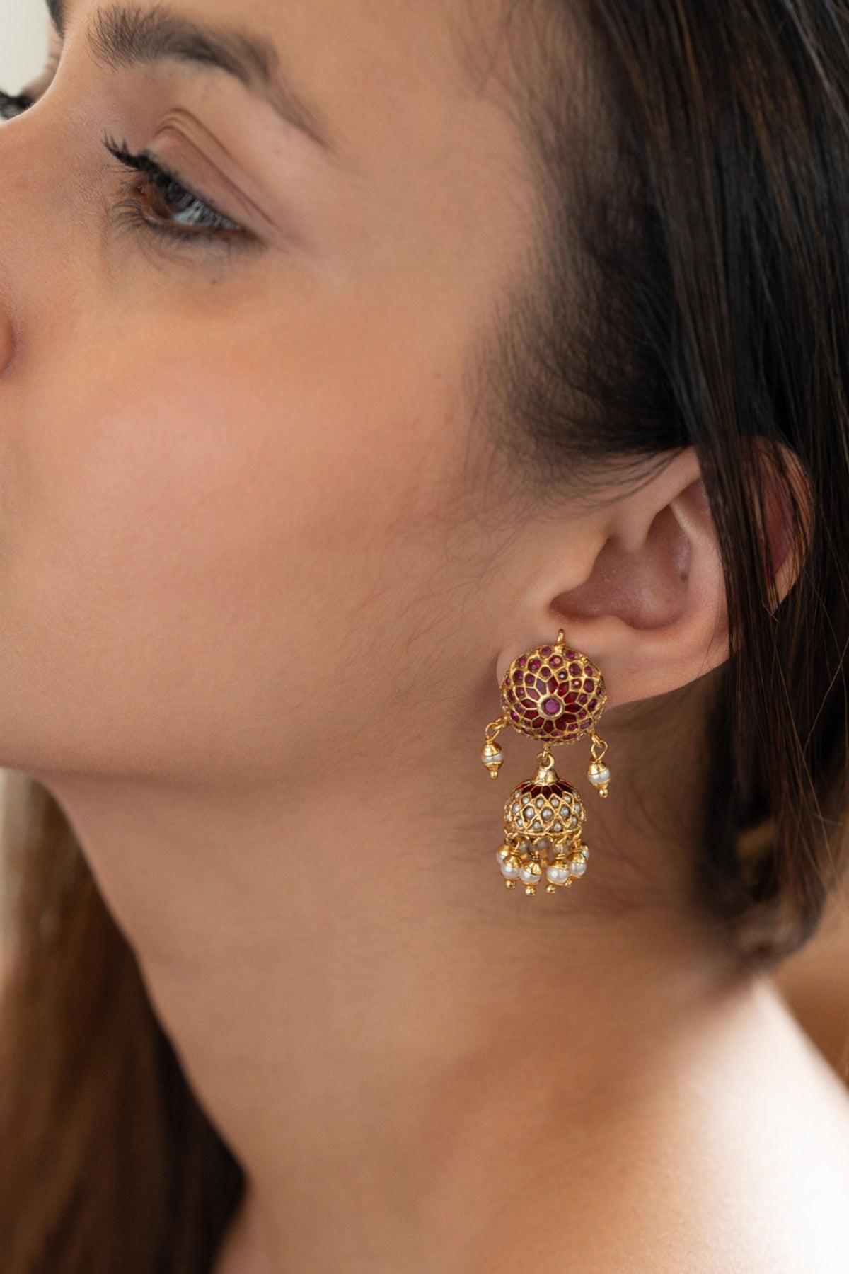 Floral Embellished Jhumkas 