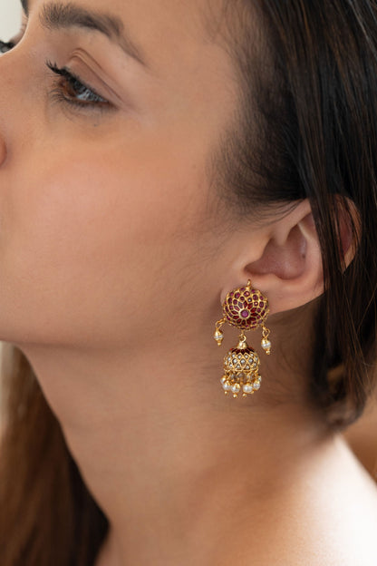 Floral Embellished Jhumkas 