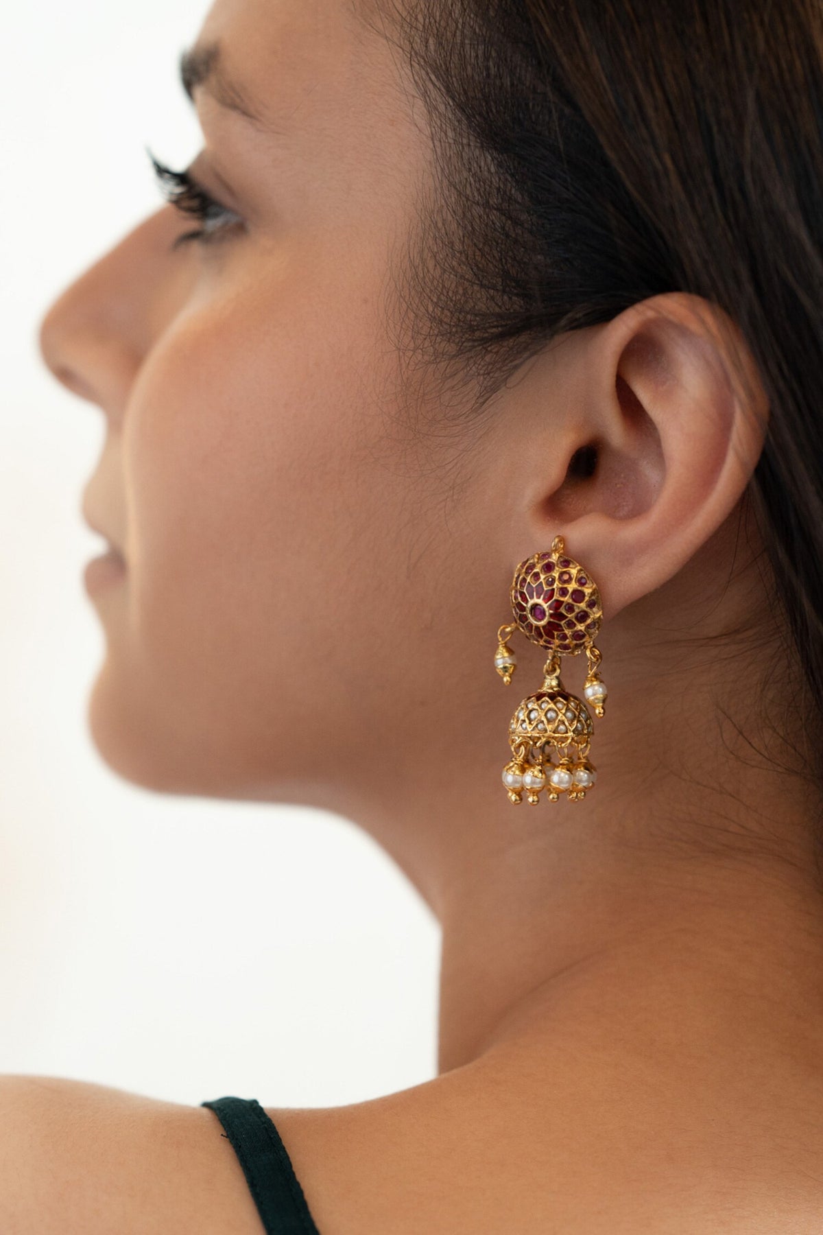 Floral Embellished Jhumkas 