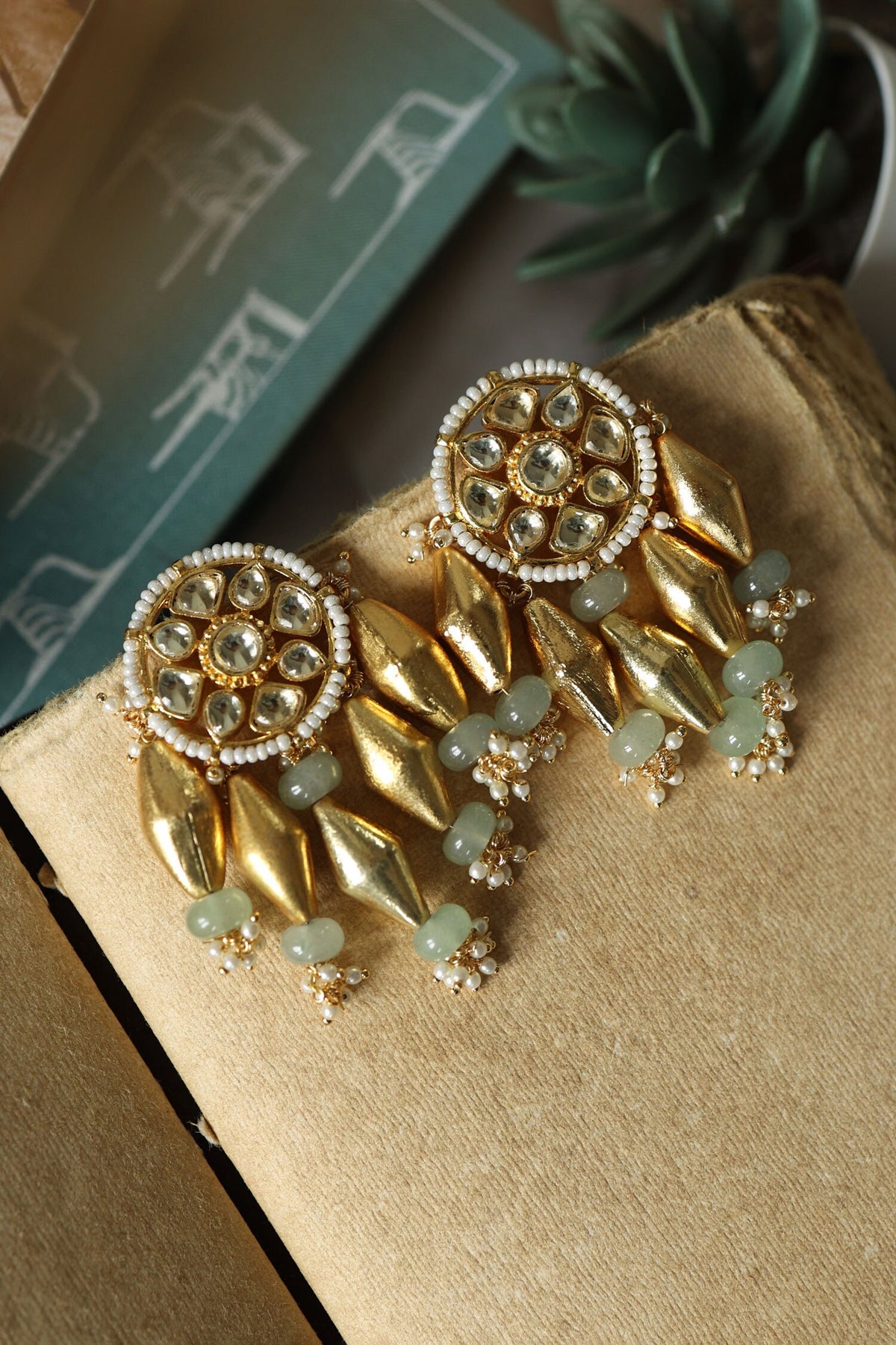 Onyx Stone Embellished Earrings 