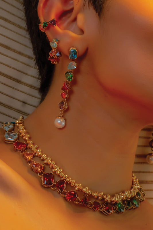 Chromatic Cascade Embellished Necklace 