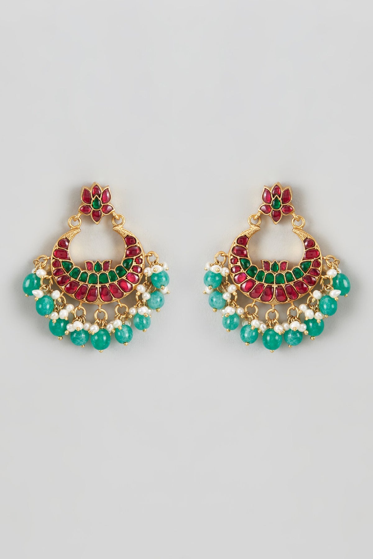 Kundan Stone Embellished Lotus Chandbalis 