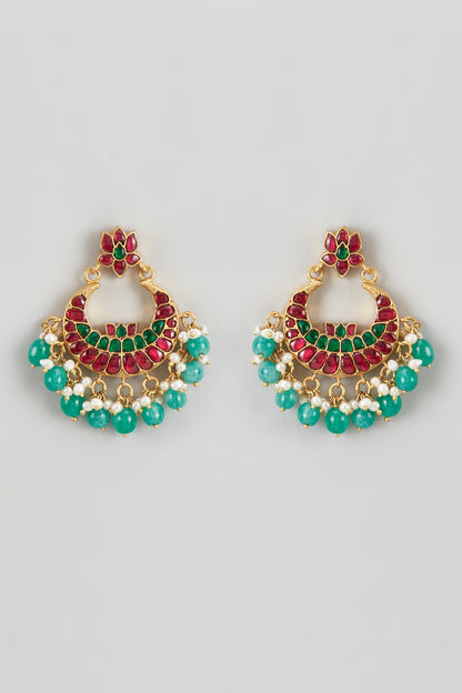 Kundan Stone Embellished Lotus Chandbalis 