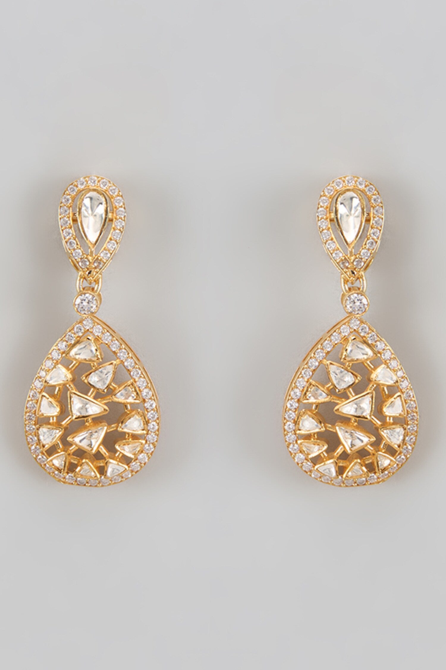 Moissanite Polki Drop Earrings 