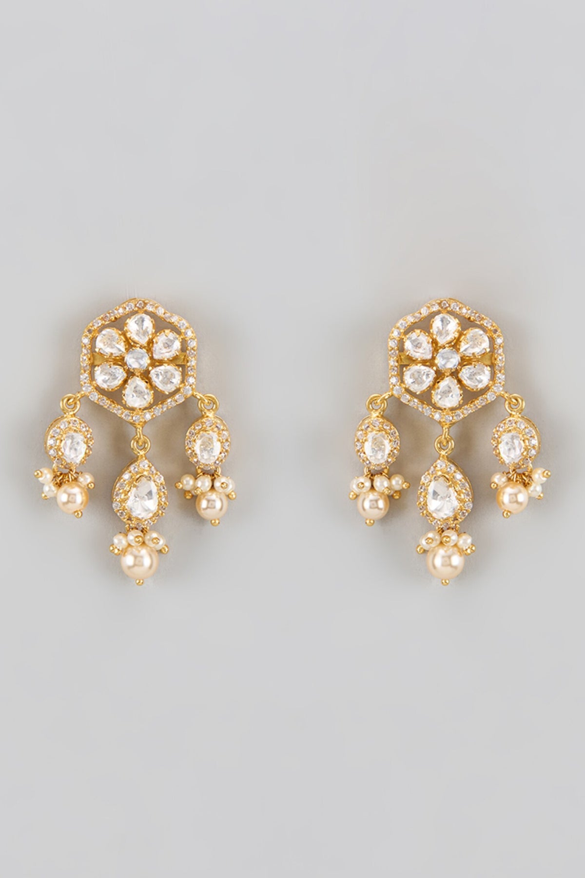 Floral Moissanite Polki Earrings 