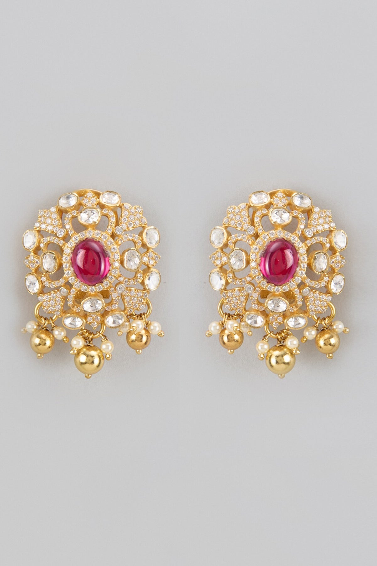 Moissanite Polki Embellished Swirl Earrings 