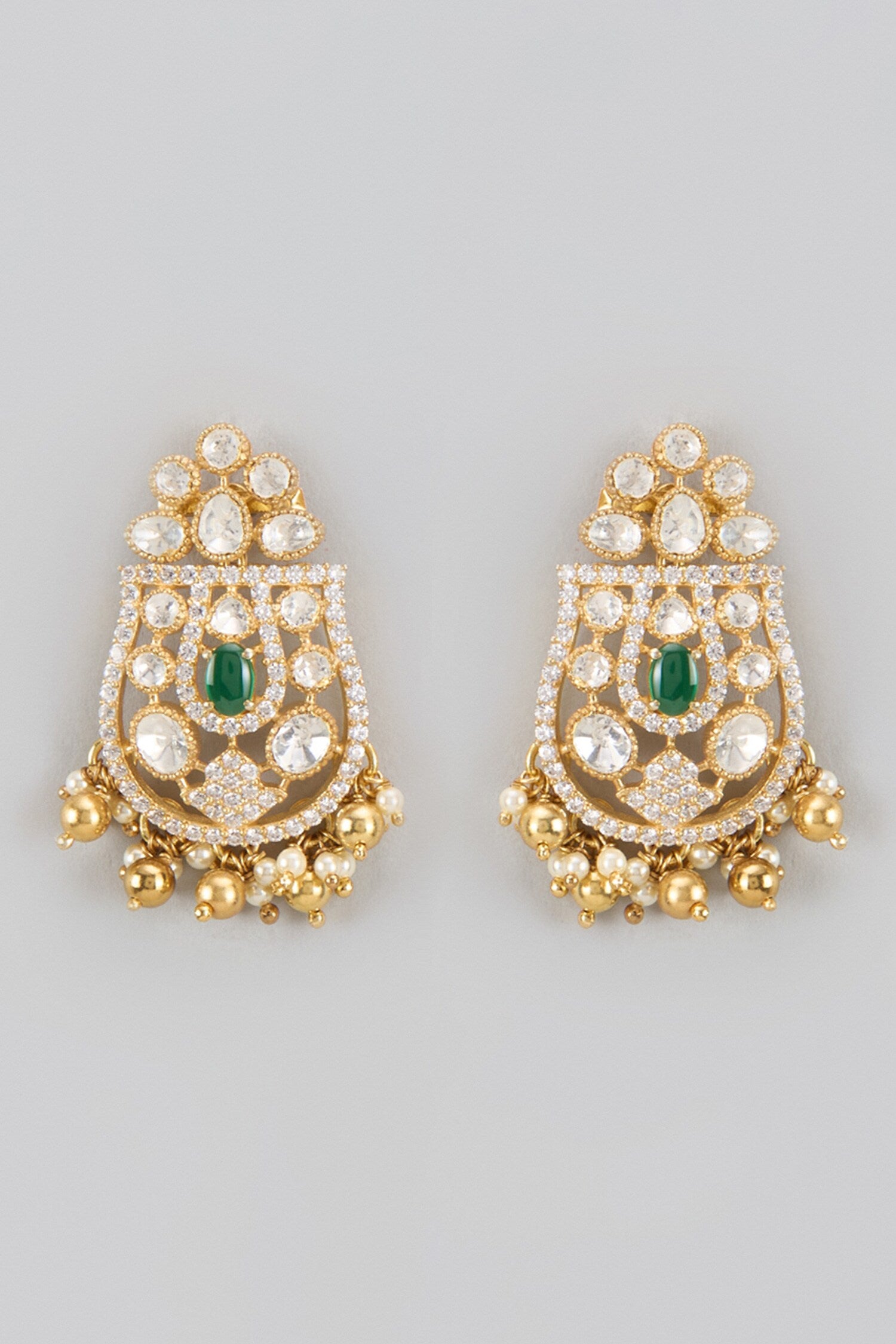 Moissanite Polki U-Pattern Earrings 