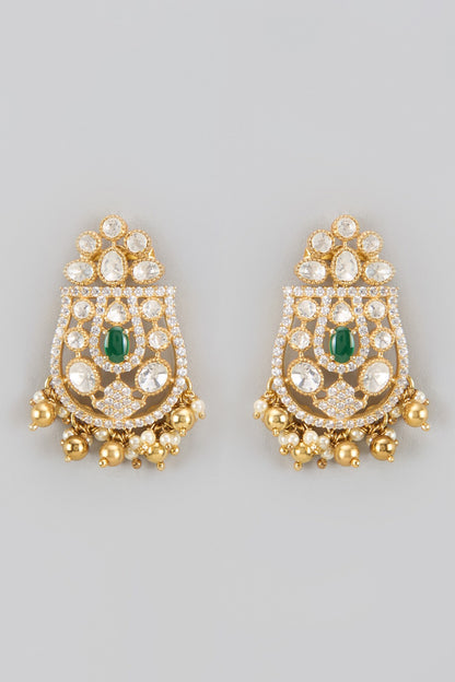 Moissanite Polki U-Pattern Earrings 