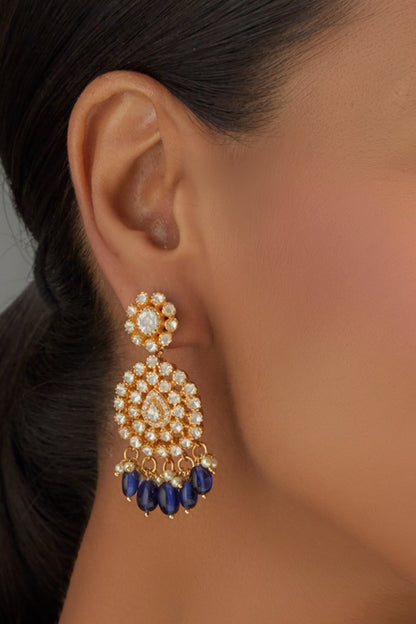 Moissanite Polki Bead Drop Earrings 