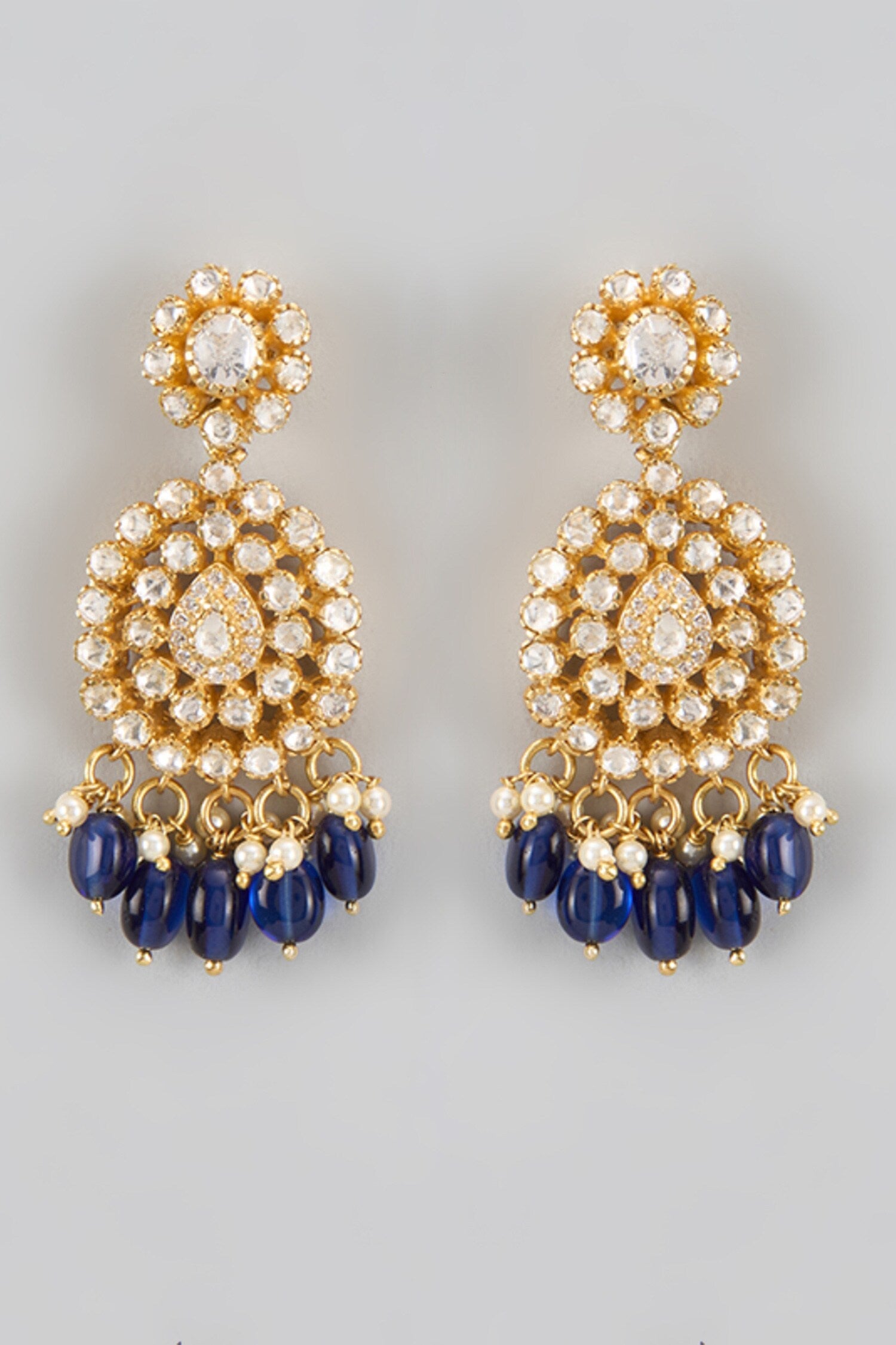 Moissanite Polki Bead Drop Earrings 