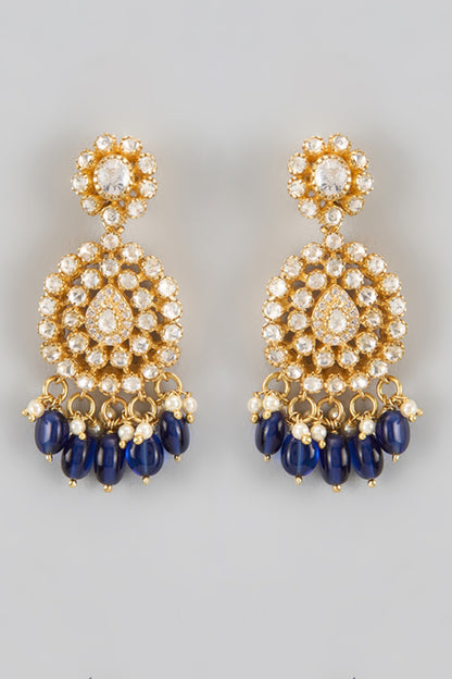 Moissanite Polki Bead Drop Earrings 