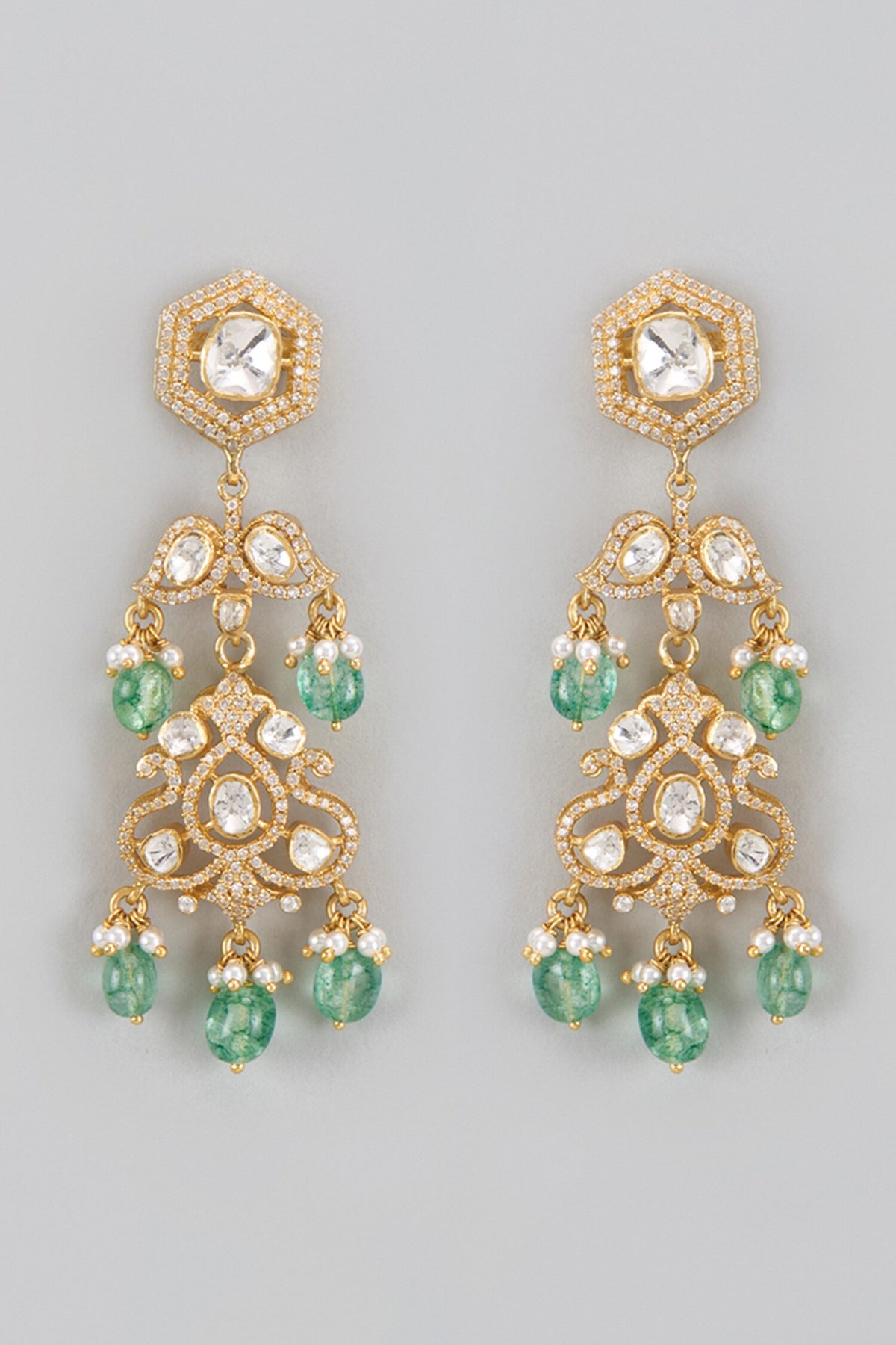 Paisley Moissanite Polki Embellished Earrings 
