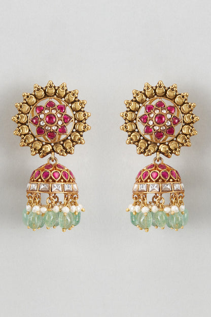Kundan Stone Embellished Jhumkas 