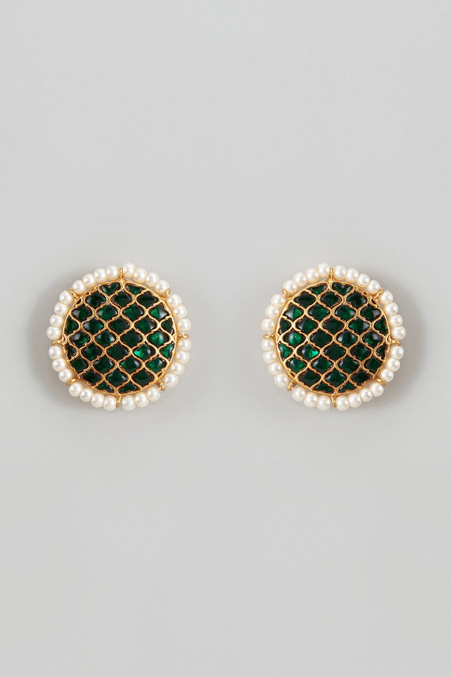 Contrast Kundan Stone Embellished Studs 